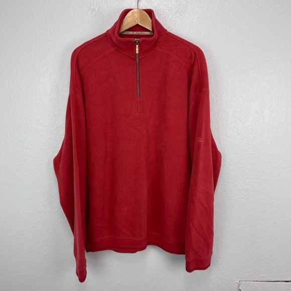 Mens Tommy Bahama Burnt Red Long Sleeve Pullover Cotton Sweater - Picture 4 of 9